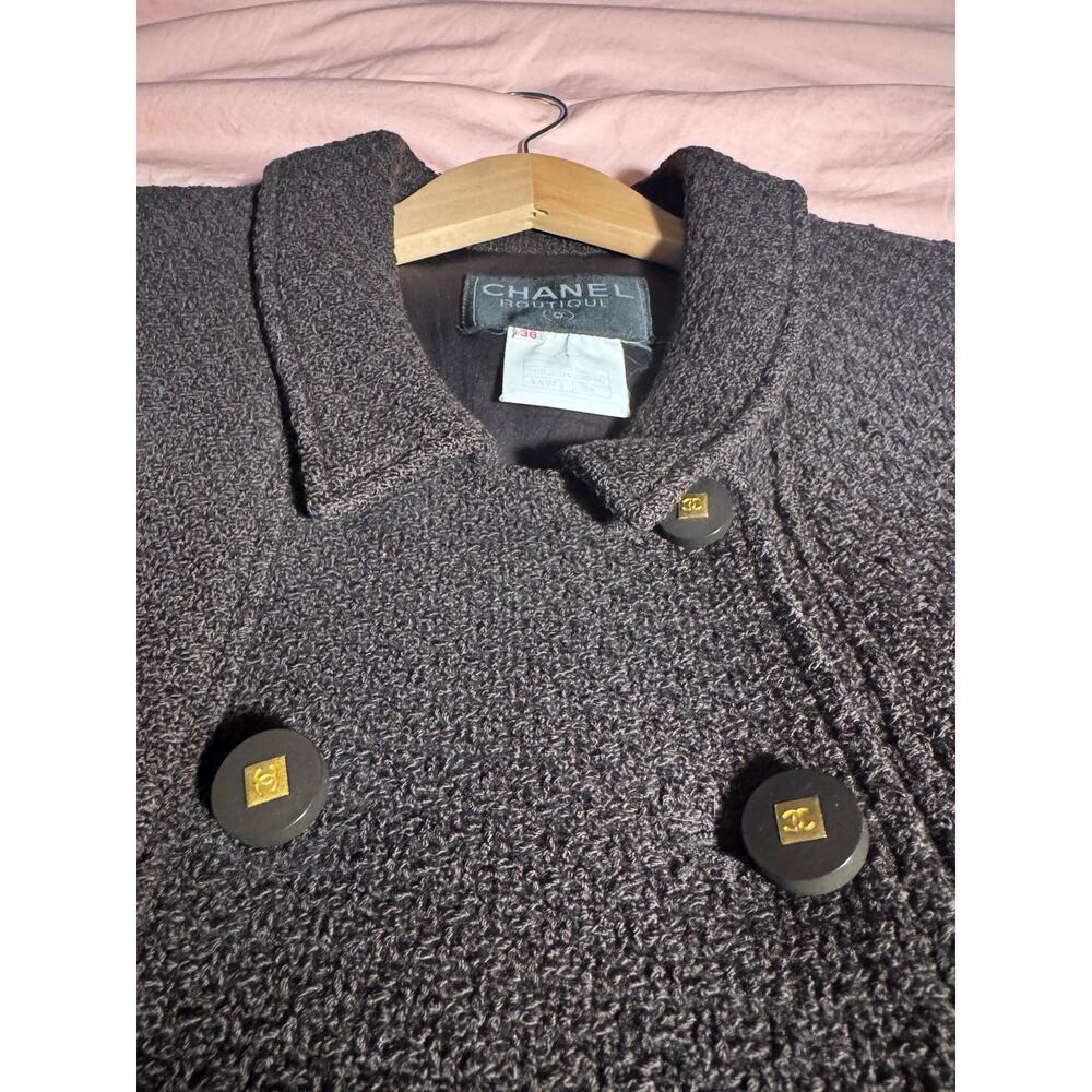 Authentic Chanel Boutique “Coco Mark” button tweed outer
